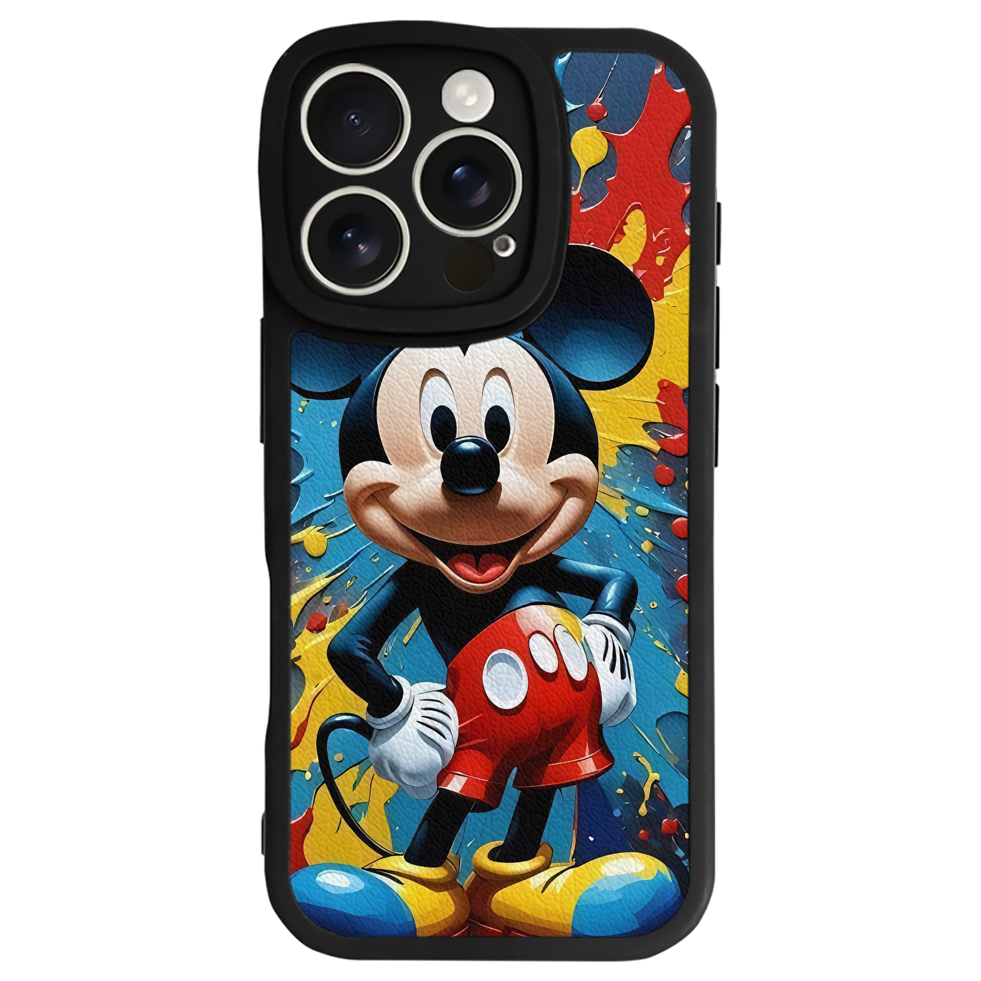 （画像用） ミッキーマウス Mickey Mouse 【iPhone 16シリーズ対応】シリコンスマホケース（レザー調） 材質：シリコン